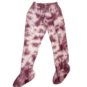 Feejays Footed Pajamas Loungewear Sweat Pants Sz S Tie-dye Cabincore